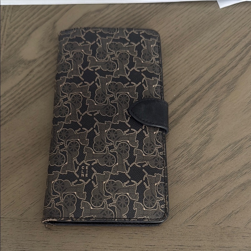 Authentic Celine Black and Gold Patterned Wallet